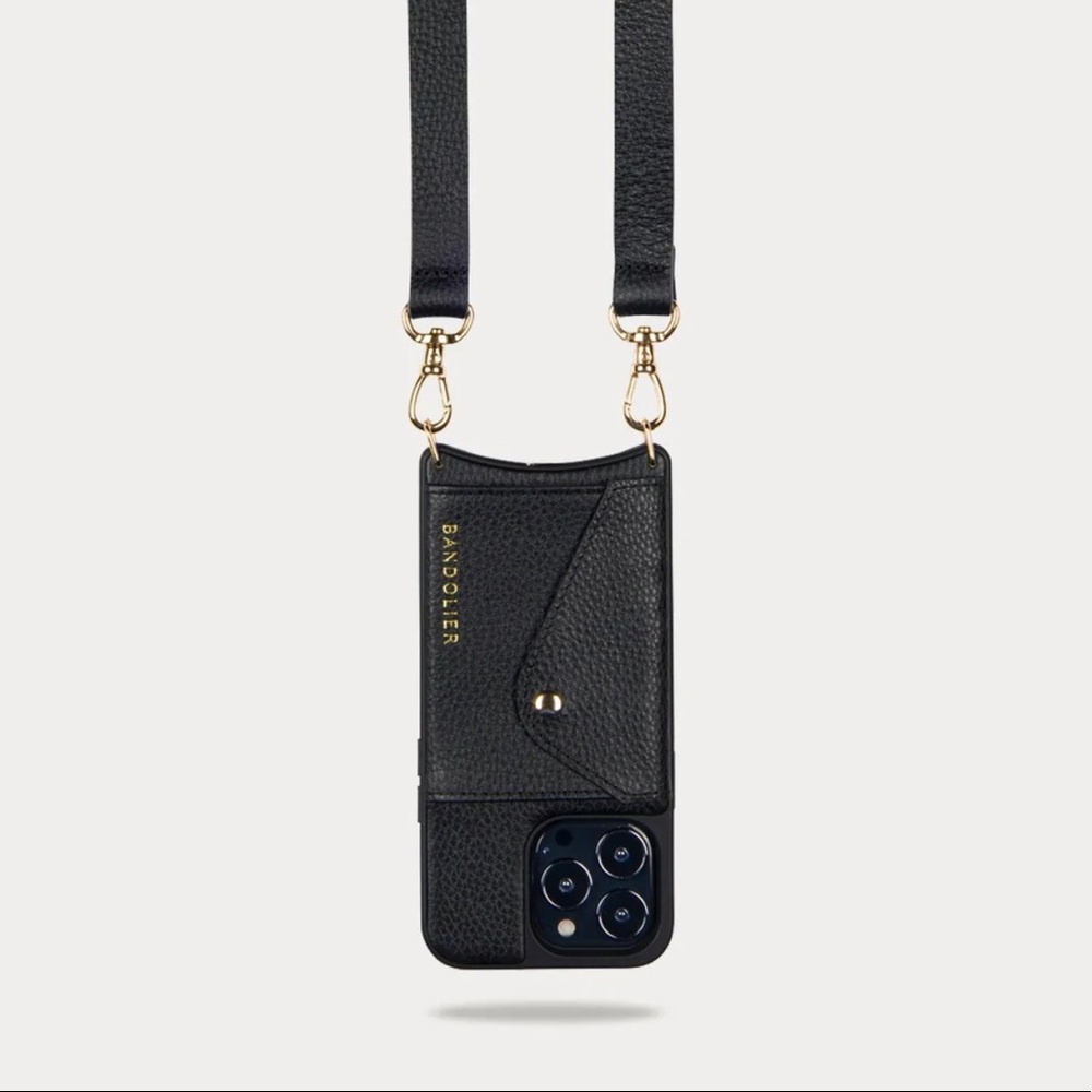 Bandolier HAILEY Side Slot Leather Crossbody in Black/Gold iPhone 11 Pro Max